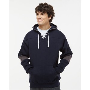 8832 J America Sport Lace Colorblocked Fleece Hooded Sweatshirt