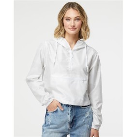 EXP64CRP Independent Trading Co Women's Lightweight Quarter-Zip Pullover Crop Windbreaker