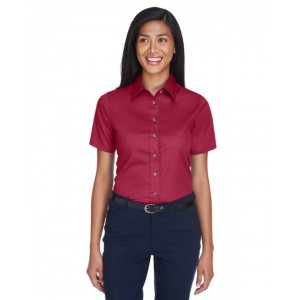 M500SW Harriton Ladies' Easy Blend Short-Sleeve Twill Shirt with Stain-Release